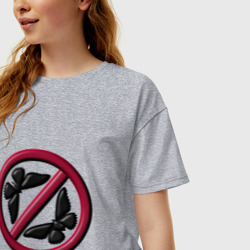 Женская футболка хлопок Oversize Стоп бабочкам - фото 2