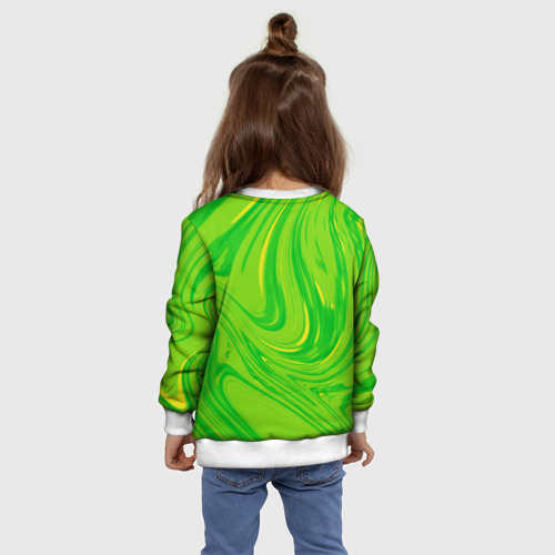 Детский свитшот 3D Насыщенный зеленый абстракция, цвет 3D печать - фото 8