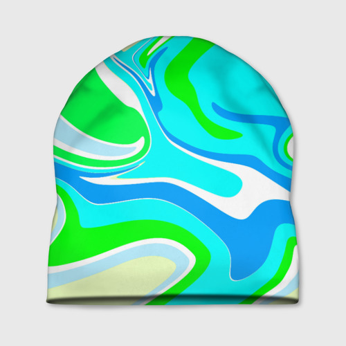 Шапка 3D Абстракция сине-зеленая