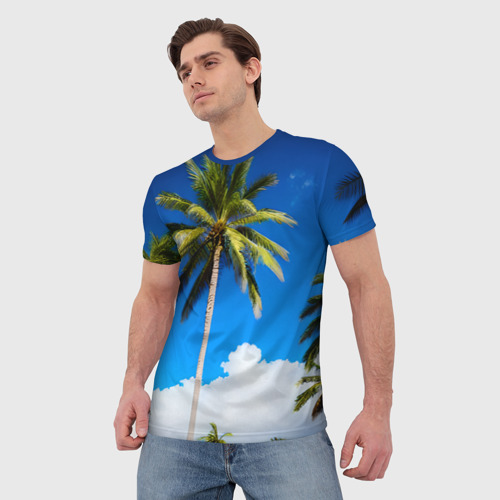 Мужская футболка 3D Пальма на фоне неба, цвет 3D печать - фото 3
