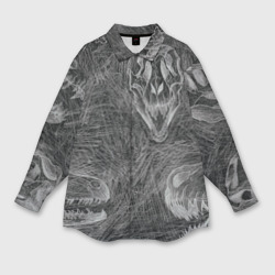 Мужская рубашка oversize 3D Черепа динозавров - эскиз
