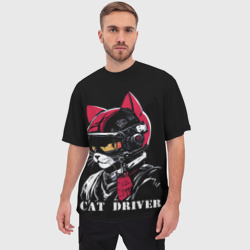 Мужская футболка oversize 3D Cat driver - фото 2