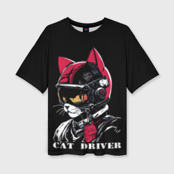 Женская футболка oversize 3D Cat driver