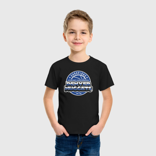 Детская футболка хлопок Denver west champions, цвет черный - фото 3