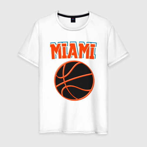 Мужская футболка из хлопка с принтом Miami ball, вид спереди №1