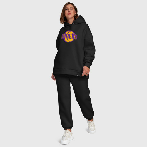 Женский костюм хлопок Oversize с принтом Lakers ball, фото #6