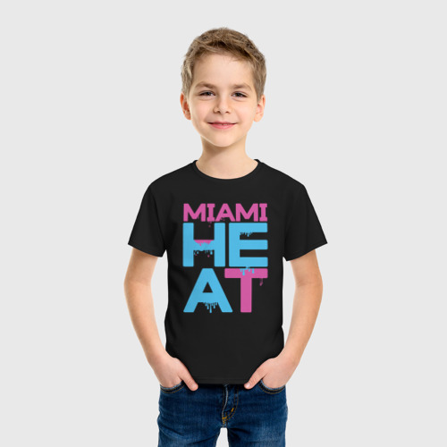 Детская футболка хлопок Miami Heat style, цвет черный - фото 3