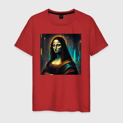 Мона Лиза в стиле Киберпанк - нейросеть – Мужская футболка хлопок с принтом купить со скидкой в -20%