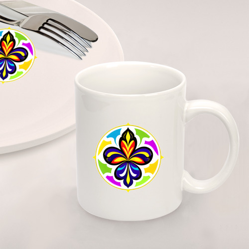 Набор: тарелка + кружка Гербовая лилия в цветовой абстракции - фото 2