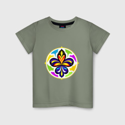 Детская футболка хлопок Гербовая лилия в цветовой абстракции