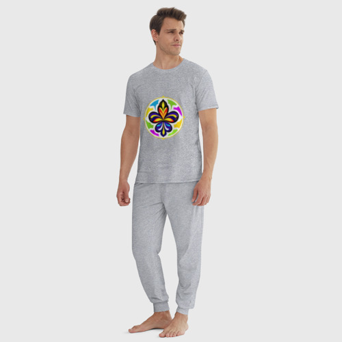 Мужская пижама хлопок с принтом Гербовая лилия в цветовой абстракции, вид сбоку #3