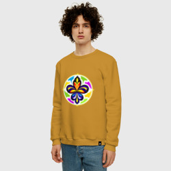 Мужской свитшот хлопок Гербовая лилия в цветовой абстракции - фото 2