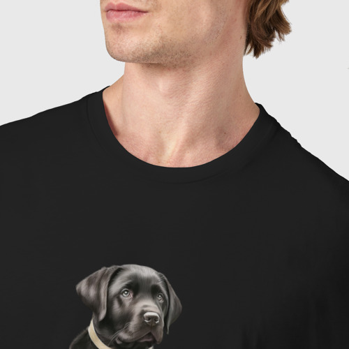 Мужская футболка хлопок Лабрадор с бантиком, черный, цвет черный - фото 6
