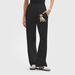 Женские брюки oversize без начеса хлопок Лабрадор с бантиком, палевый - фото 2