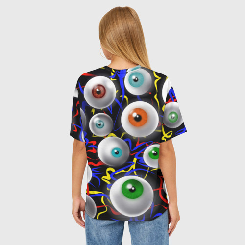Женская футболка oversize 3D Глазы, цвет 3D печать - фото 4