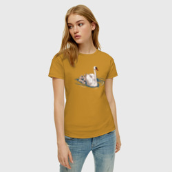Женская футболка хлопок Лебеди и лебедята - фото 2