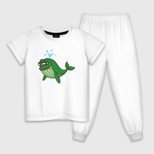 Детская пижама хлопок с принтом Лягушонок Пепе кит, вид спереди #2
