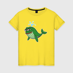 Лягушонок Пепе кит – Женская футболка хлопок с принтом купить со скидкой в -20%