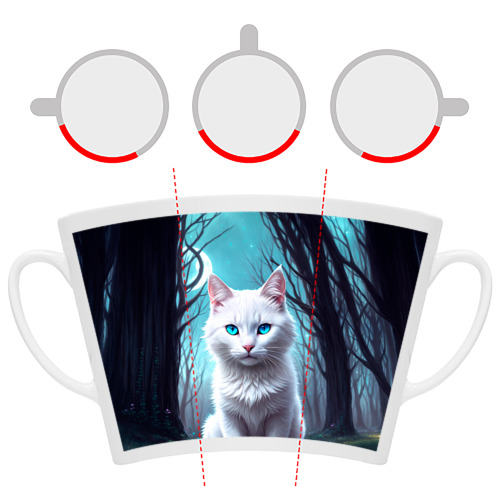 Кружка Латте с принтом Фэнтези кот белый, фото #6