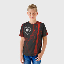 Детская футболка 3D Гранж, разводы и паук - фото 2