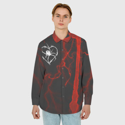 Мужская рубашка oversize 3D Гранж, разводы и паук - фото 2