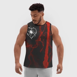 Мужская спортивная майка 3D Гранж, разводы и паук - фото 2