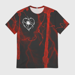 Мужская футболка 3D Гранж, разводы и паук