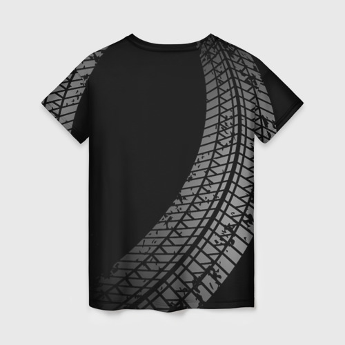 Женская футболка 3D с принтом Suzuki tire tracks, вид сзади #1