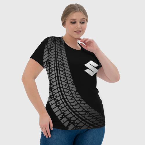Женская футболка 3D с принтом Suzuki tire tracks, фото #4