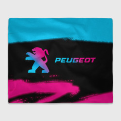 Плед 3D Peugeot - neon gradient: надпись и символ