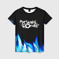 Женская футболка 3D My Chemical Romance blue fire