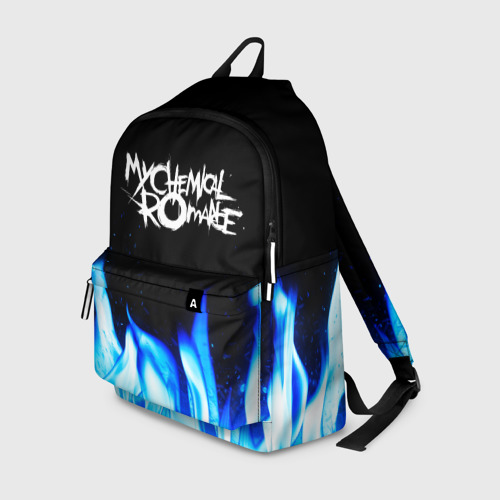 Рюкзак 3D с принтом My Chemical Romance blue fire, вид спереди #2