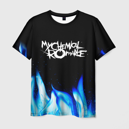 Мужская футболка 3D My Chemical Romance blue fire, цвет 3D печать