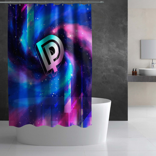 Штора 3D для ванной Deep Purple неоновый космос - фото 2