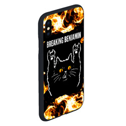 Чехол для iPhone XS Max матовый Breaking Benjamin рок кот и огонь - фото 2