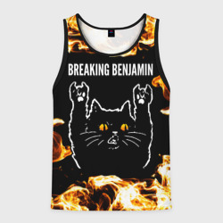 Мужская майка 3D Breaking Benjamin рок кот и огонь