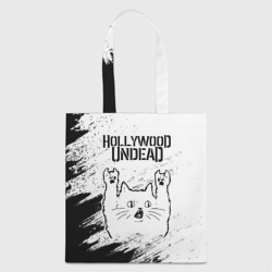 Шоппер 3D Hollywood Undead рок кот на светлом фоне