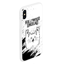 Чехол для iPhone XS Max матовый Hollywood Undead рок кот на светлом фоне - фото 2