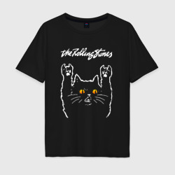Мужская футболка хлопок Oversize Rolling Stones rock cat
