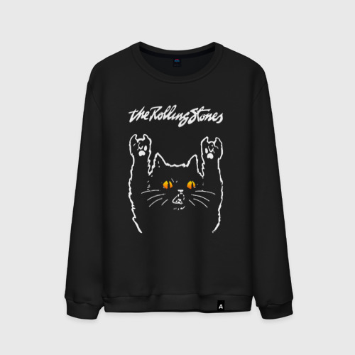 Мужской свитшот хлопок Rolling Stones rock cat, цвет черный