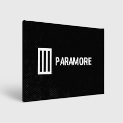 Холст прямоугольный Paramore glitch на темном фоне: надпись и символ