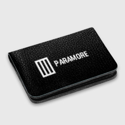 Картхолдер с принтом Paramore glitch на темном фоне: надпись и символ