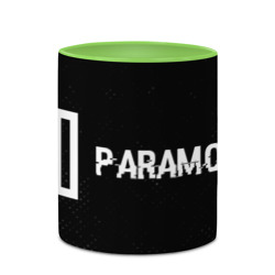 Кружка с полной запечаткой Paramore glitch на темном фоне: надпись и символ - фото 2