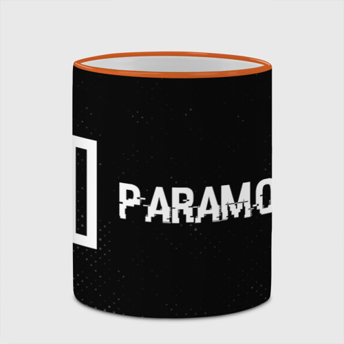 Кружка с полной запечаткой Paramore glitch на темном фоне: надпись и символ, цвет Кант оранжевый - фото 4