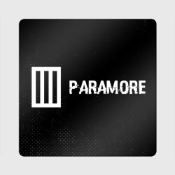 Магнит виниловый Квадрат Paramore glitch на темном фоне: надпись и символ