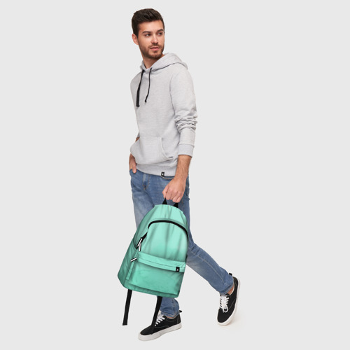 Рюкзак 3D с принтом Акварельный бирюзовый фон, фото #5