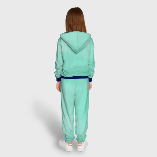 Детский 3D костюм с принтом Акварельный бирюзовый фон, вид сзади #2