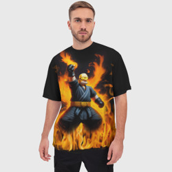 Мужская футболка oversize 3D Гомер Симпсон - огненный ниндзя - нейросеть - фото 2