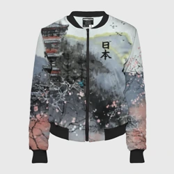 Женский бомбер 3D Japan - landscape - pagoda