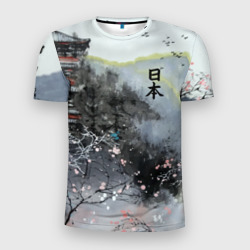 Мужская футболка 3D Slim Japan - landscape - pagoda